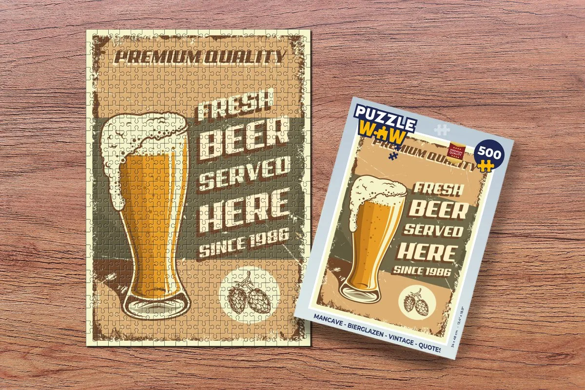 PuzzleWow Mancave Bierglazen Legpuzzel 500 Stuks - Multicolor