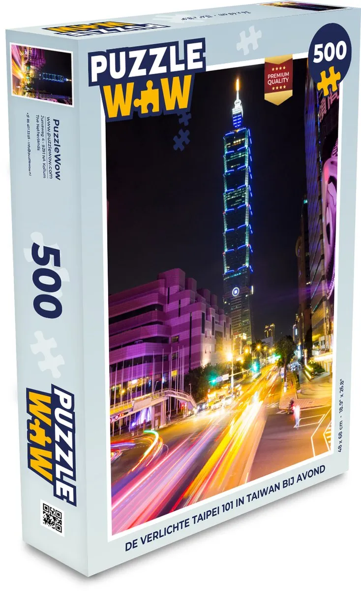 PuzzleWow Taipei 101 Avondverlichting Legpuzzel 500 Stuks