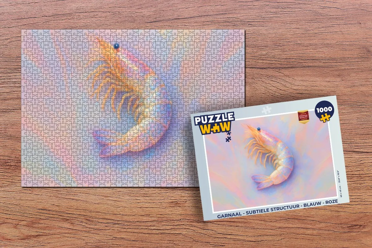 PuzzleWow Garnaal Legpuzzel 1000 Stuks - Blauw/Roz