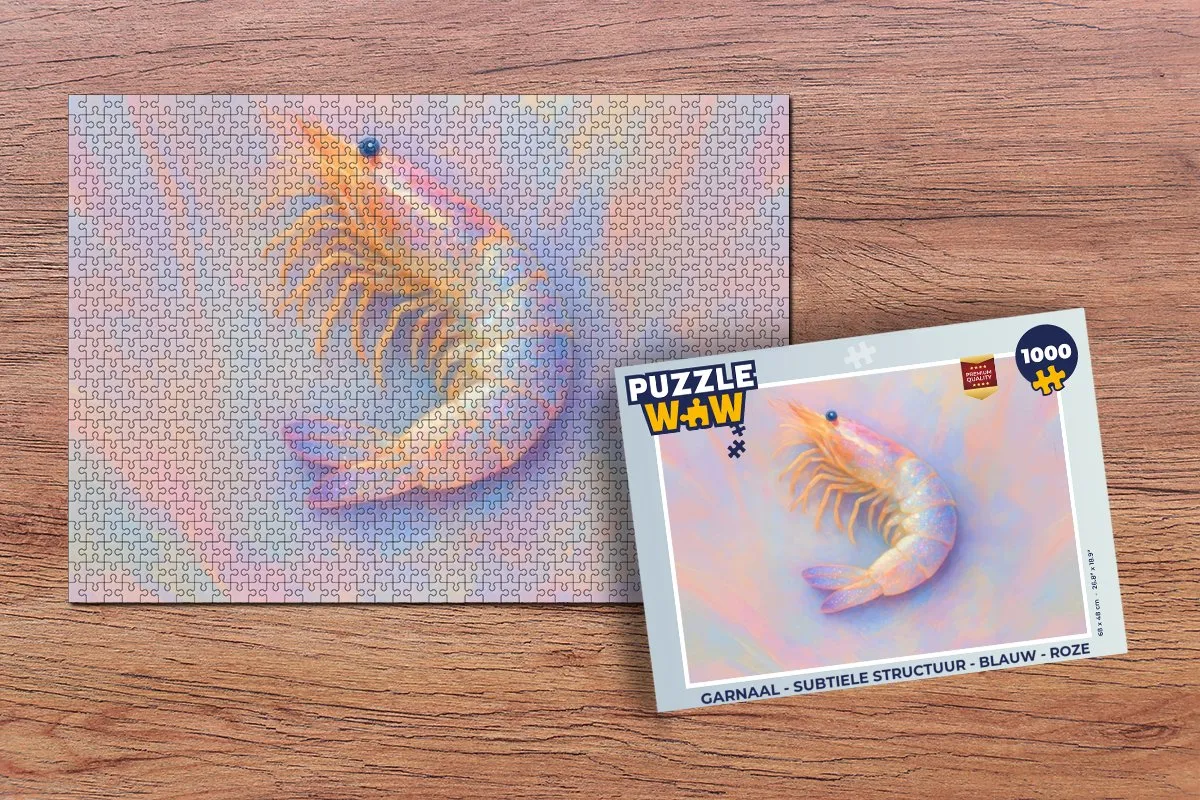PuzzleWow Garnaal Legpuzzel 1000 Stuks - Blauw/Roz