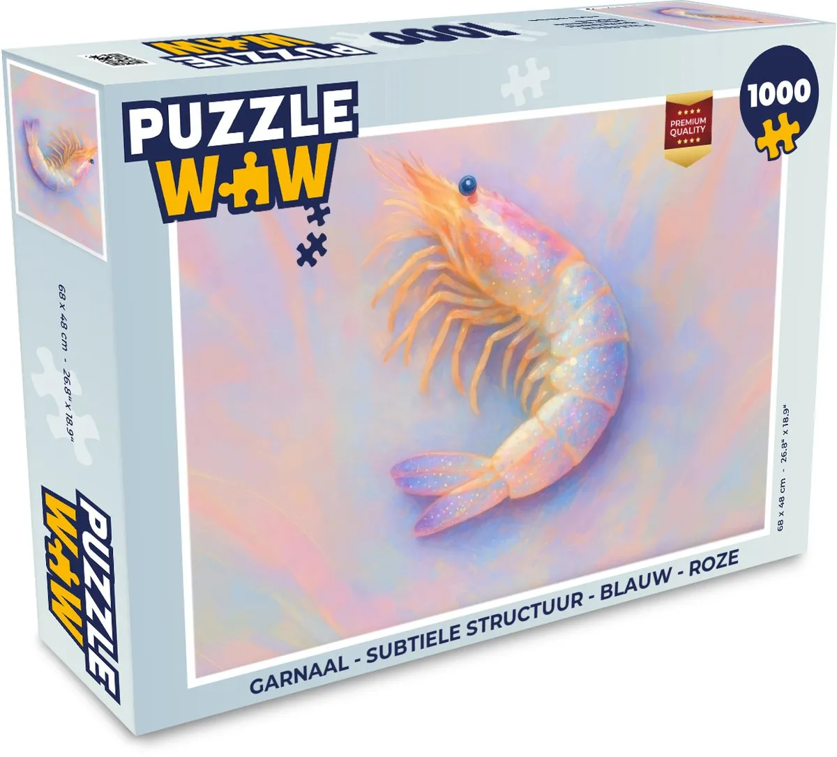 PuzzleWow Garnaal Legpuzzel 1000 Stuks - Blauw/Roz