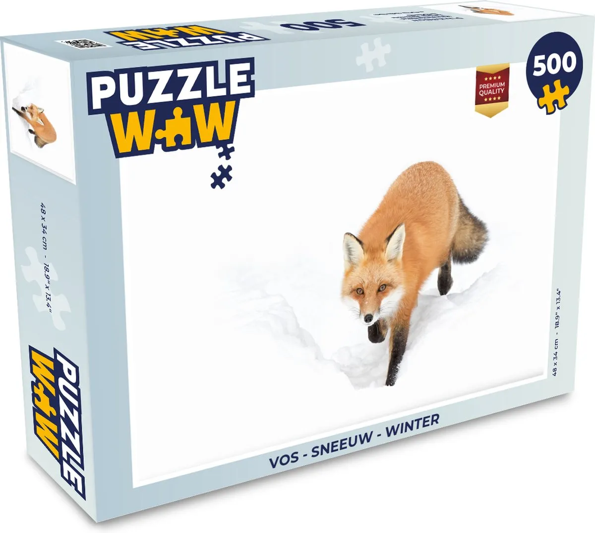 PuzzleWow Vos Sneeuw Legpuzzel 500 Stuks - Multicolor
