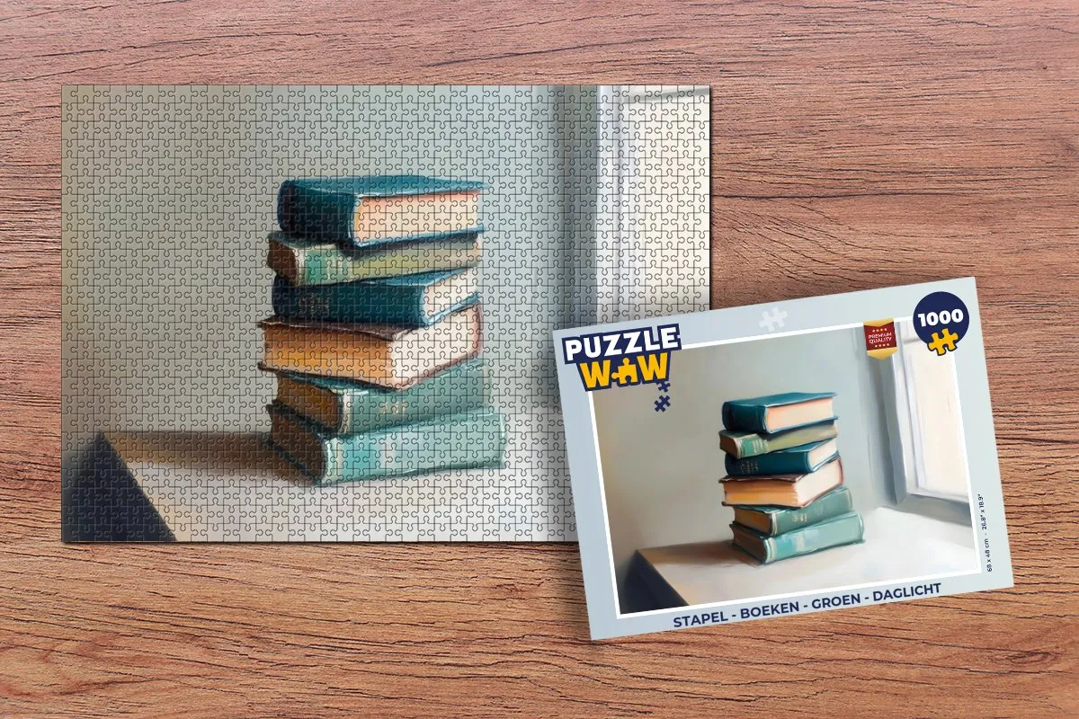PuzzleWow Stapel Boeken Legpuzzel 1000 Stuks - Groen