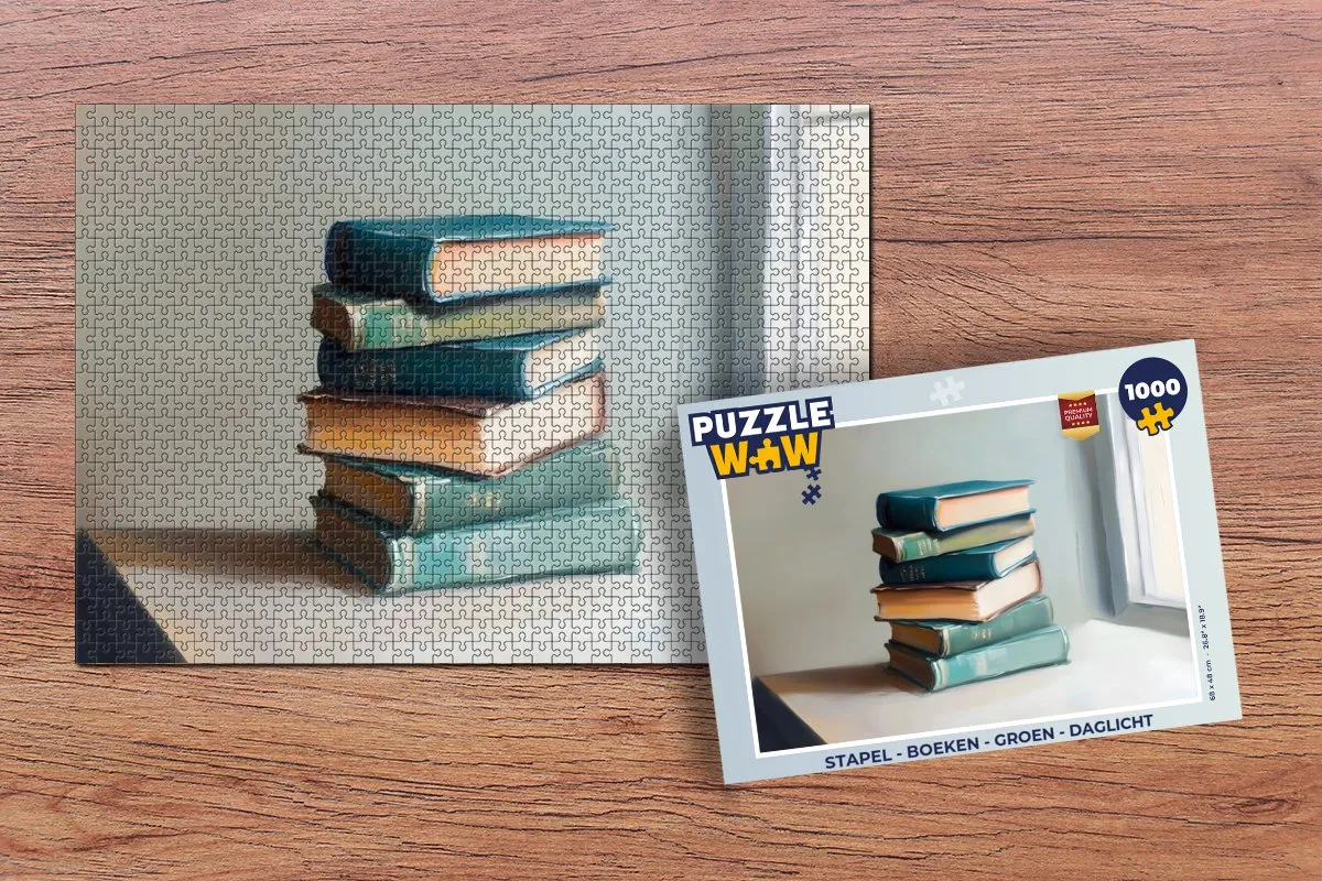 PuzzleWow Stapel Boeken Legpuzzel 1000 Stuks - Groen