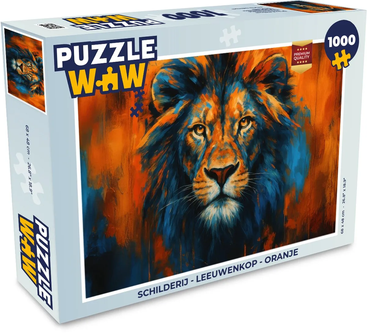 PuzzleWow Leeuwenkop Legpuzzel 1000 Stuks - Oranje
