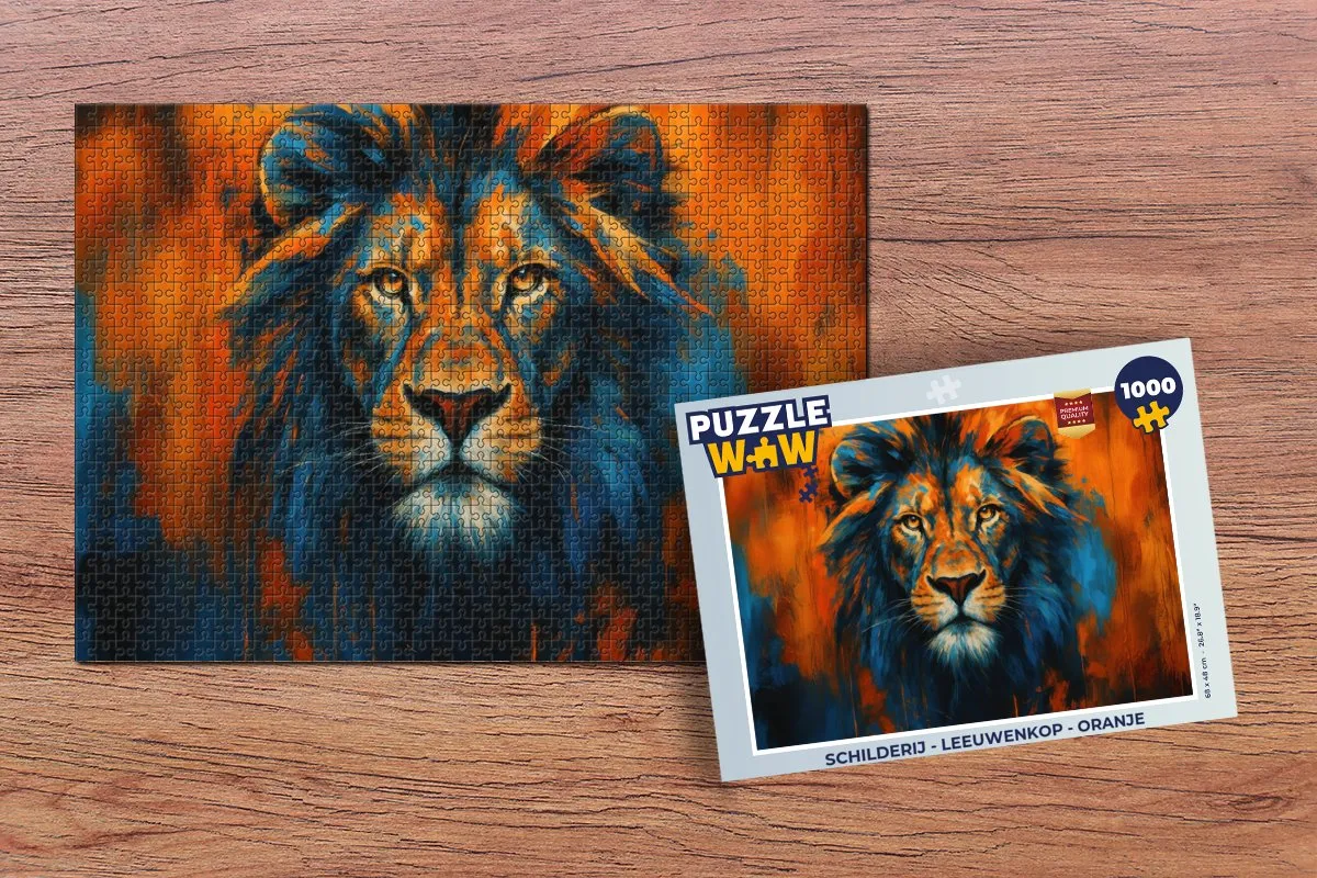 PuzzleWow Leeuwenkop Legpuzzel 1000 Stuks - Oranje