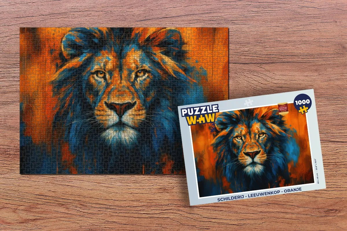 PuzzleWow Leeuwenkop Legpuzzel 1000 Stuks - Oranje