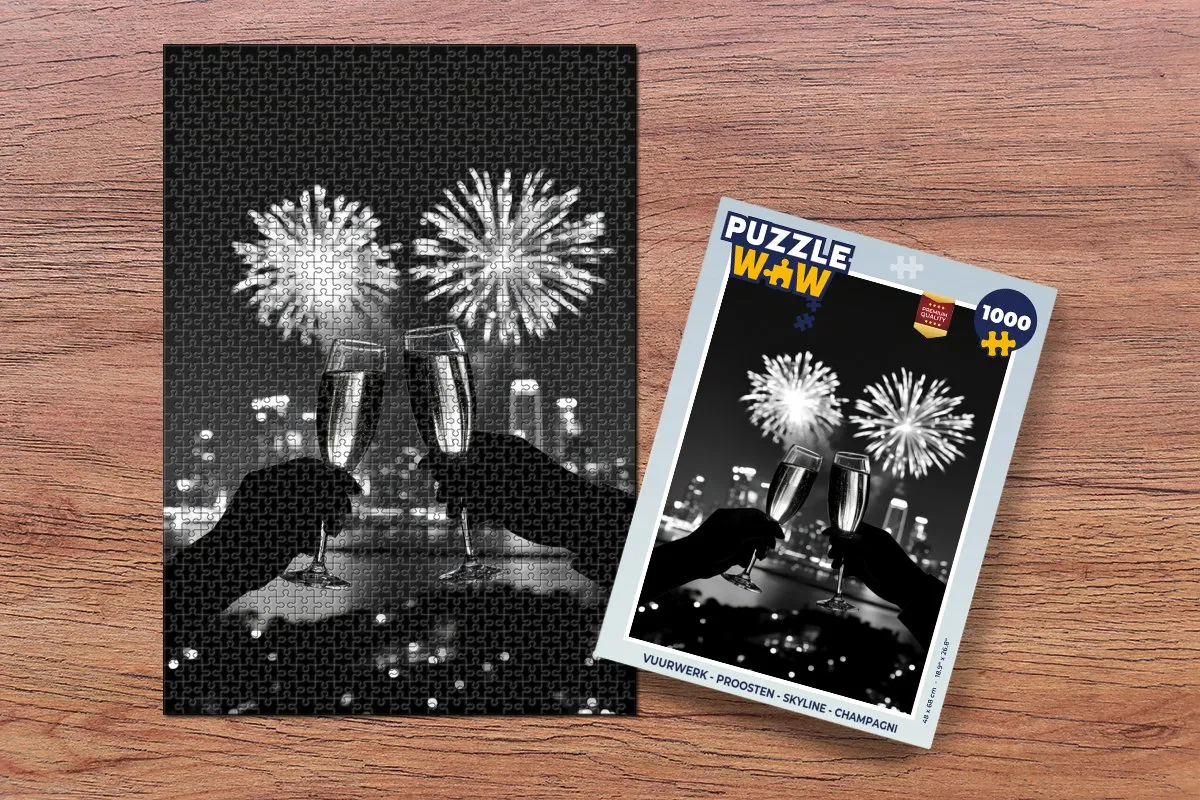 PuzzleWow Proosten Skyline Legpuzzel 1000 Stuks - Champagne