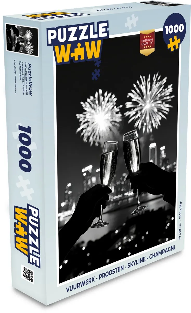 PuzzleWow Proosten Skyline Legpuzzel 1000 Stuks - Champagne