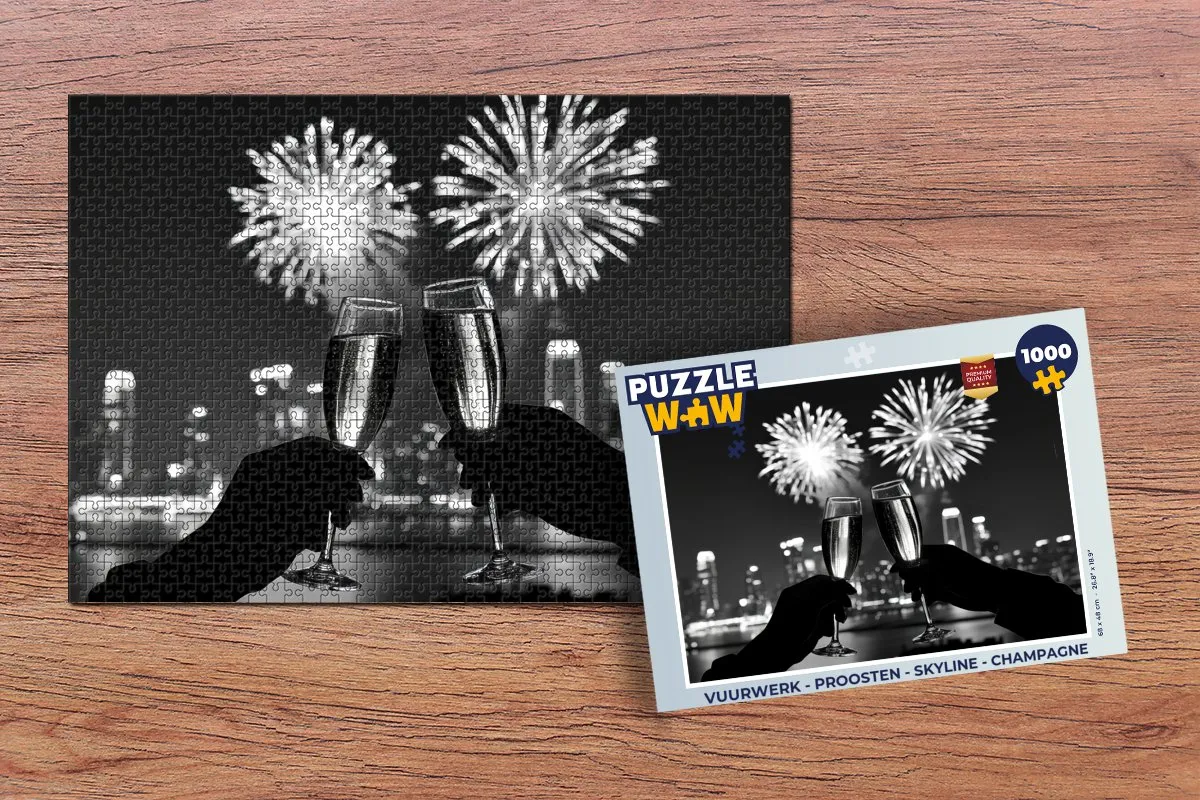 PuzzleWow Proosten Skyline Legpuzzel 1000 Stuks - Champagne