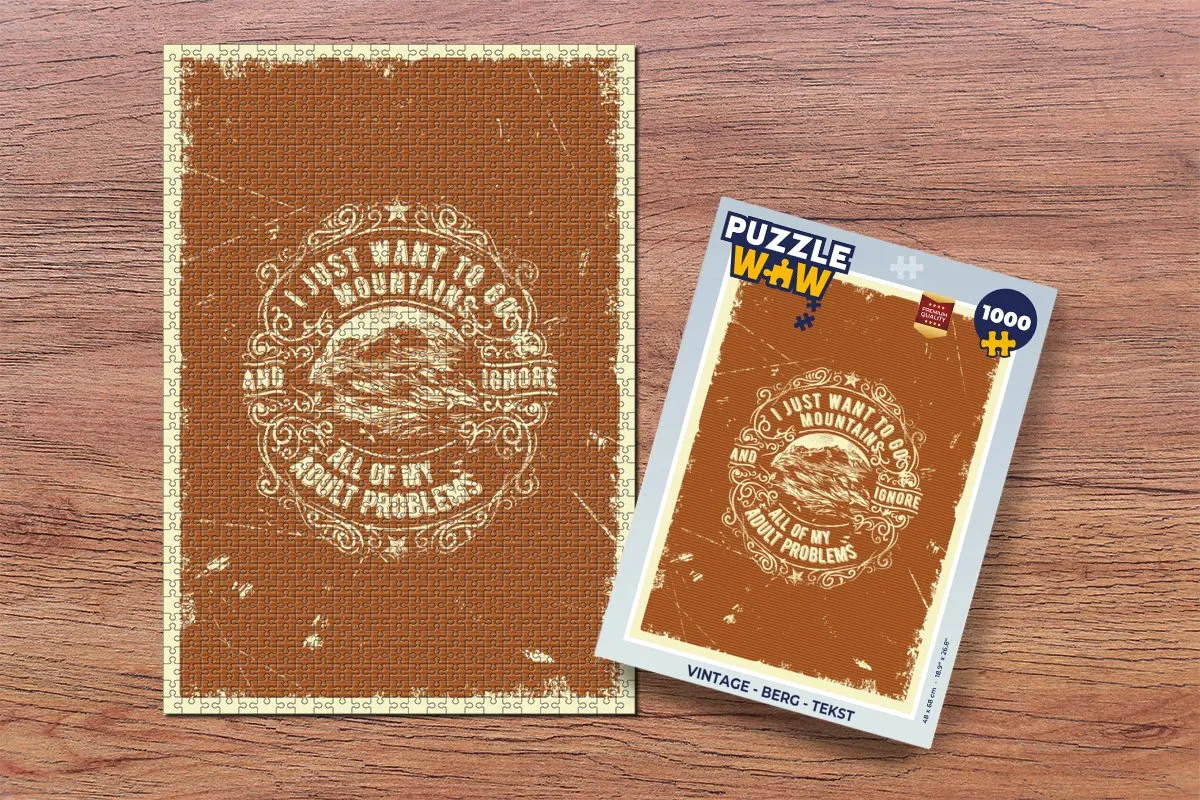 PuzzleWow Vintage Berg Tekst Legpuzzel 1000 Stuks - Multicolor