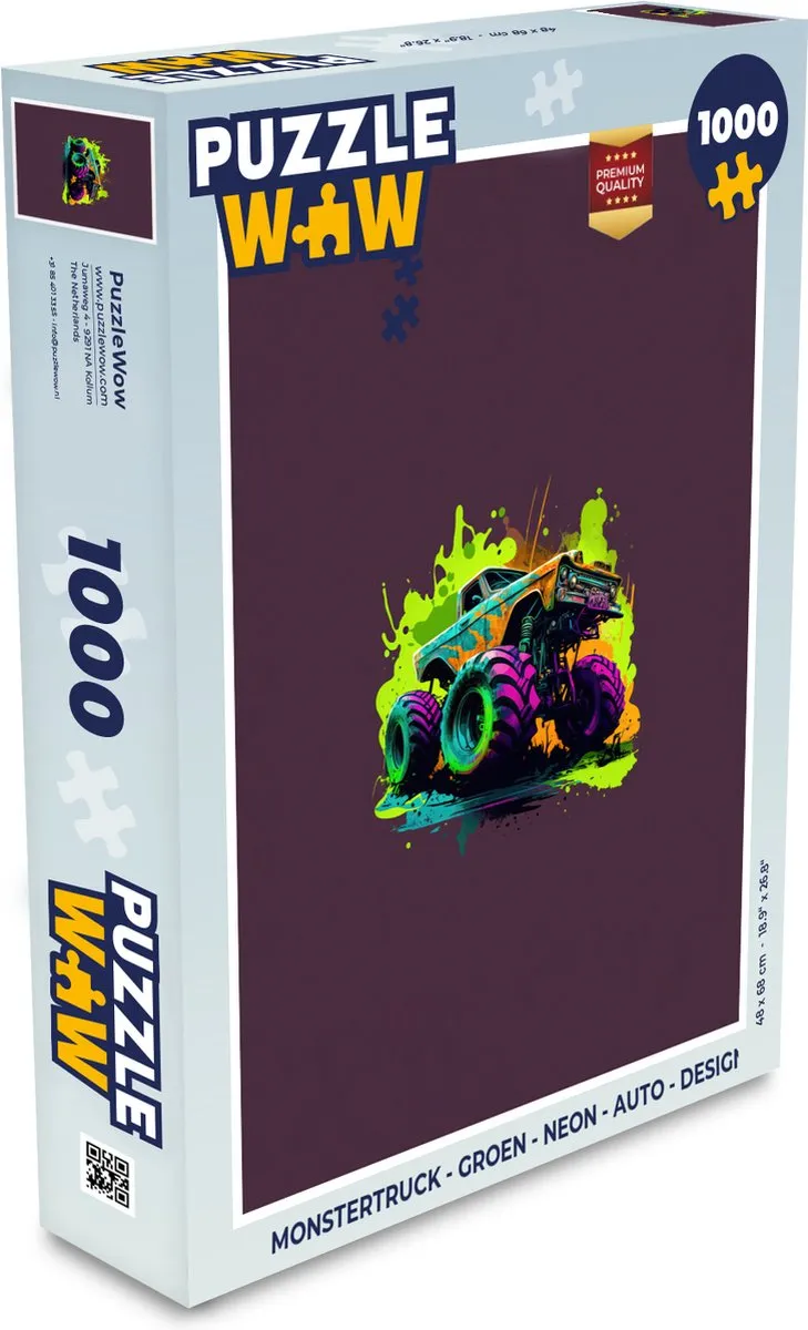PuzzleWow Monstertruck Legpuzzel 1000 Stuks - Multicolor