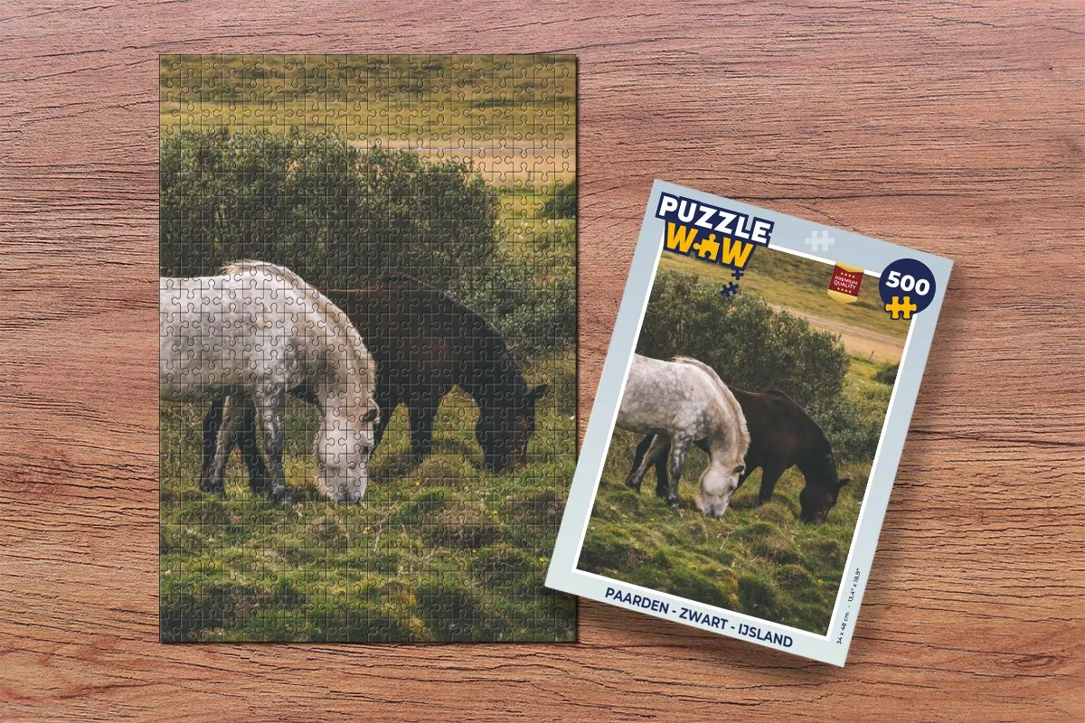 PuzzleWow Paarden IJsland Legpuzzel 500 Stuks - Multicolor
