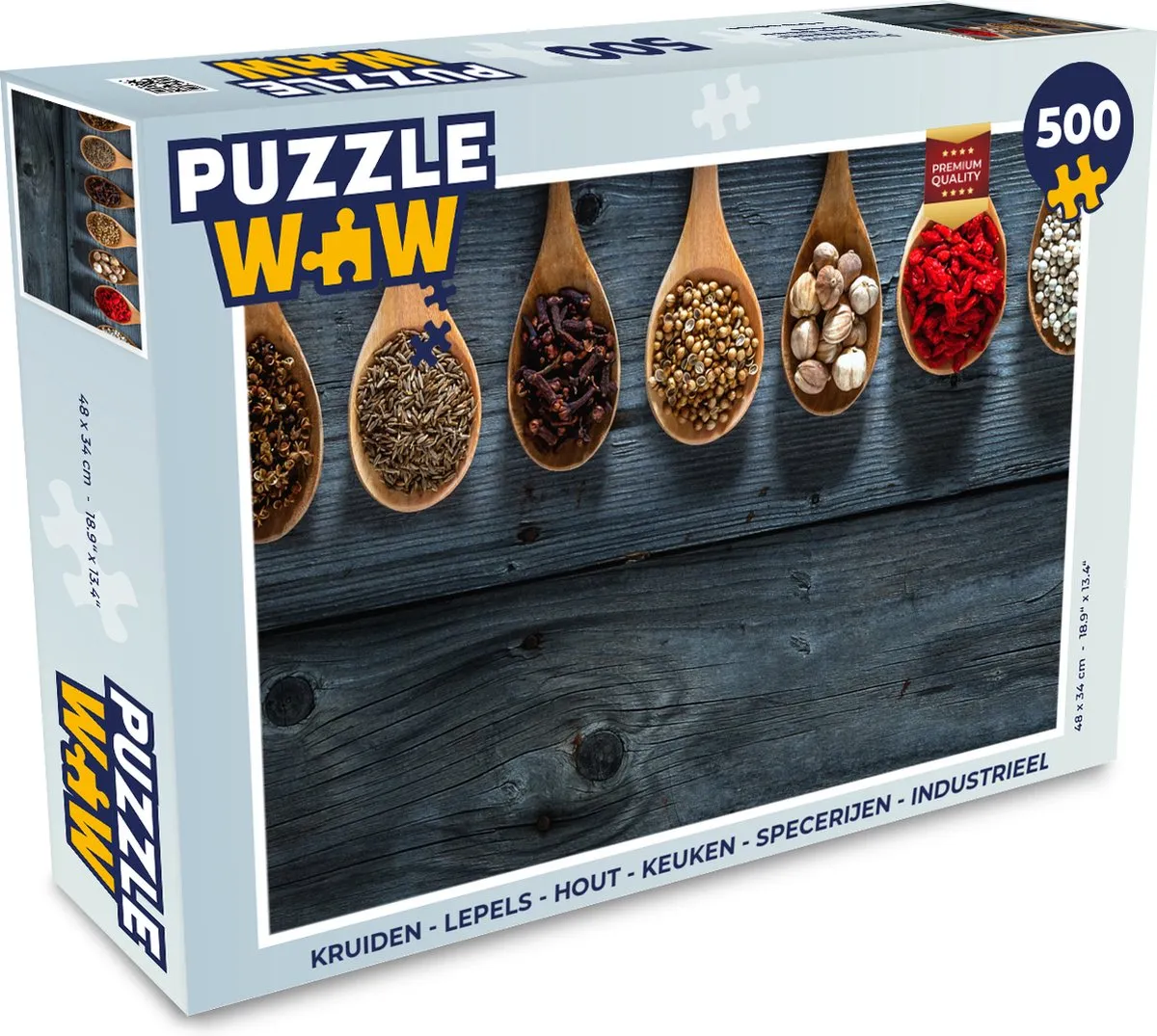 PuzzleWow Kruiden Lepels Houten Legpuzzel 500 Stuks - Multicolor