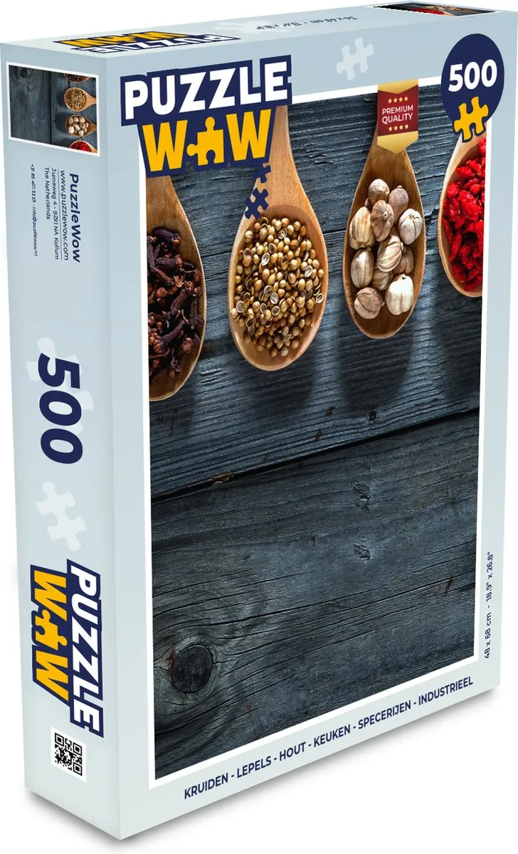 PuzzleWow Kruiden Lepels Houten Legpuzzel 500 Stuks - Multicolor