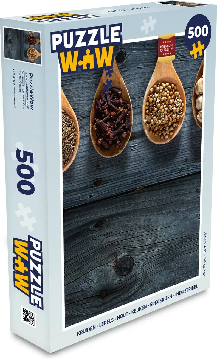 PuzzleWow Kruiden Lepels Houten Legpuzzel 500 Stuks - Multicolor