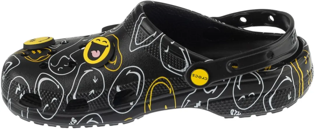 Crocs Classic Smiley Clog Slippers 211693-90H - Zwart