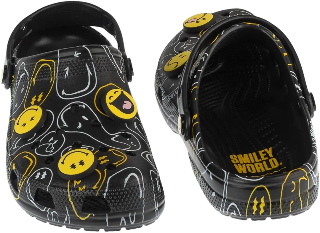 Crocs Classic Smiley Clog Slippers 211693-90H - Zwart