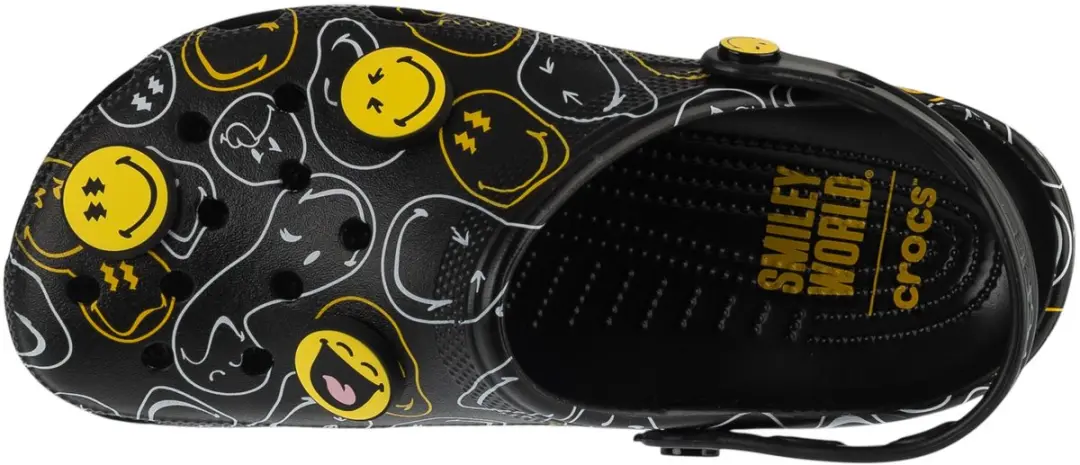 Crocs Classic Smiley Clog Slippers 211693-90H - Zwart