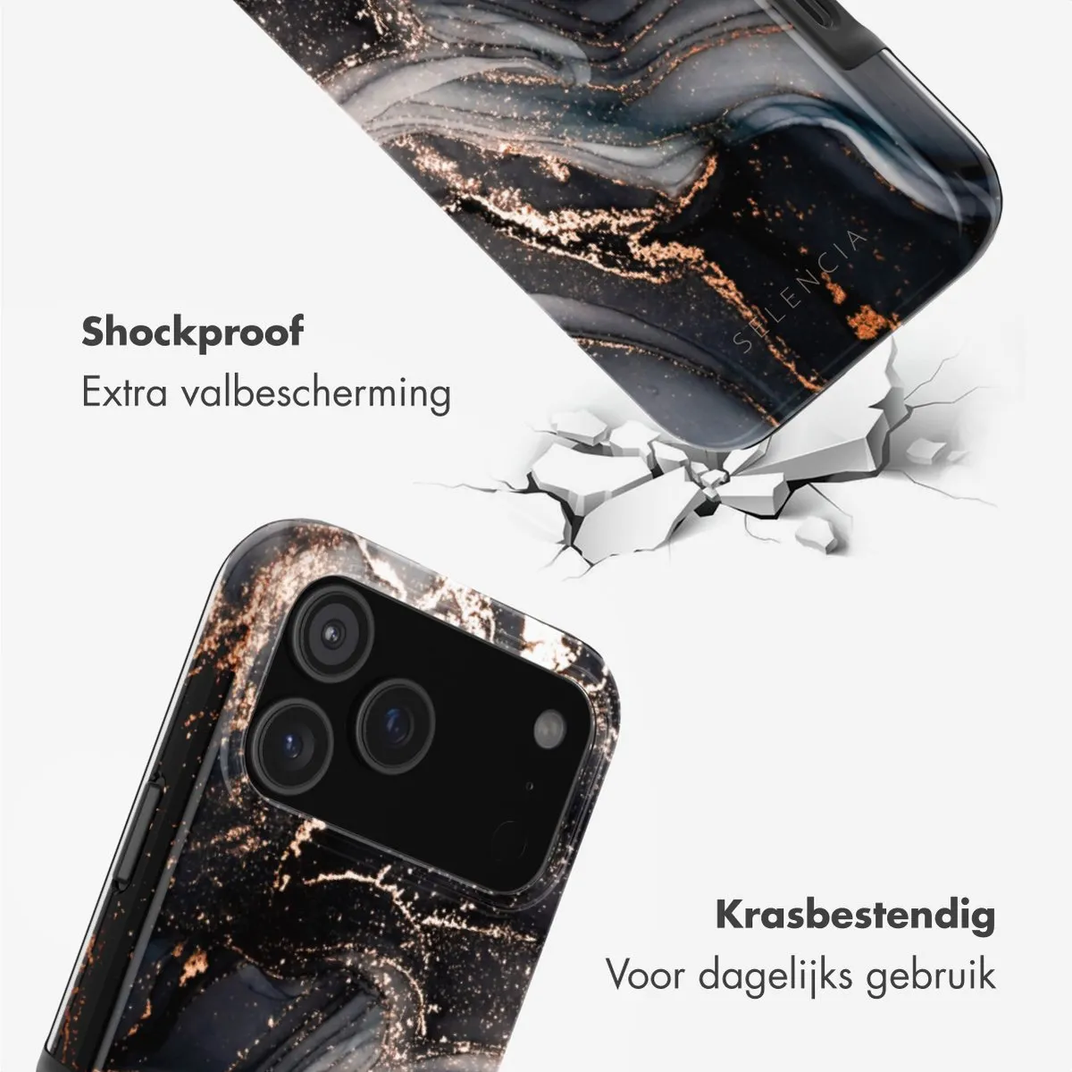 Selencia Hoesje iPhone 17 Pro MagSafe Chic Marble Black