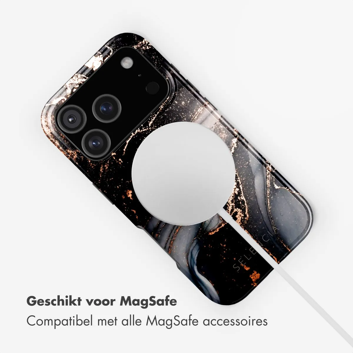Selencia Hoesje iPhone 17 Pro MagSafe Chic Marble Black