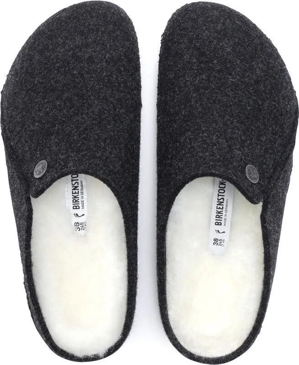 Birkenstock Zermatt Shearling Heren Sloffen - Antraciet - Maat 40