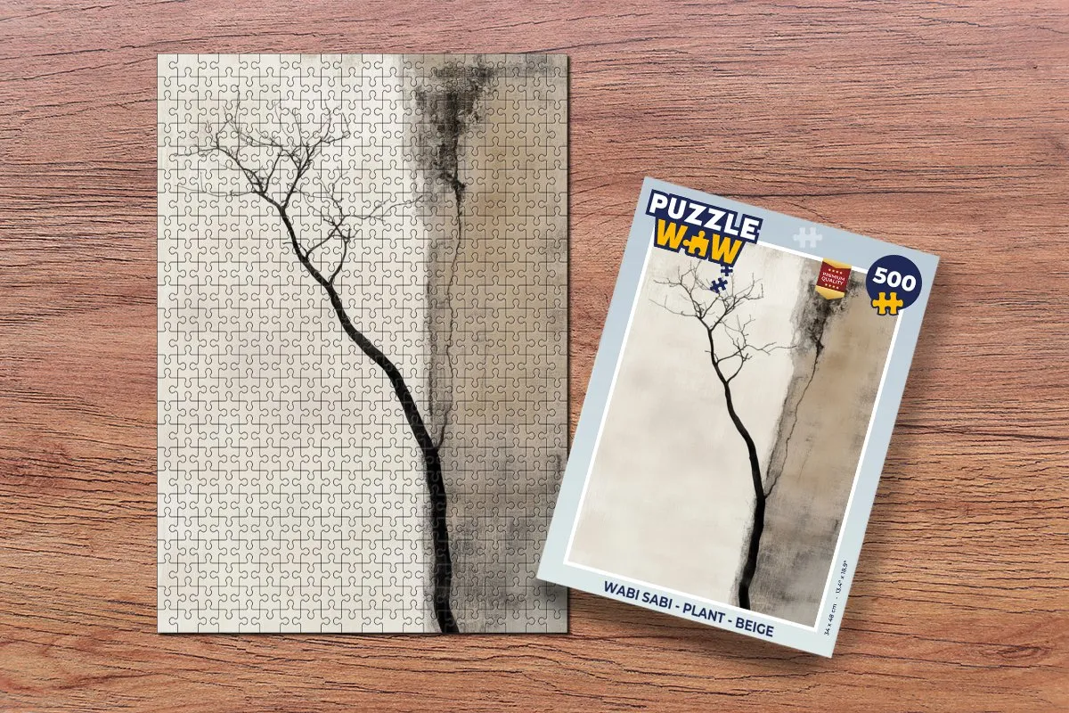 PuzzleWow Wabi Sabi Legpuzzel 500 Stuks - Japandi Plant Beige