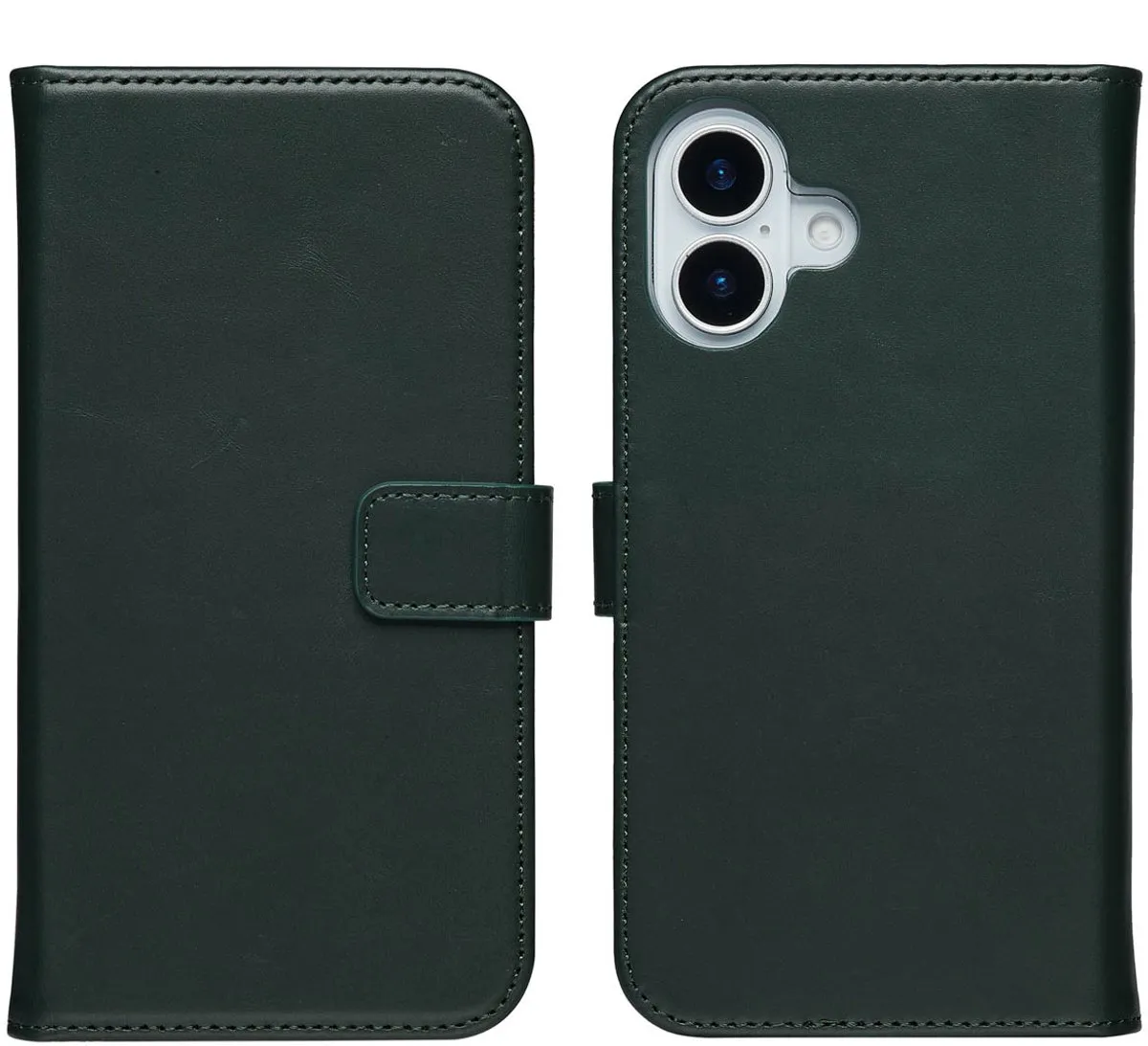 Selencia Hoesje iPhone 17 Groen - Lederen Bookcase 3 Pasjes