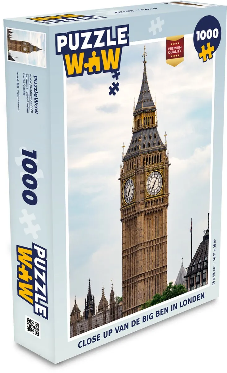 PuzzleWow Close Up Big Ben Legpuzzel 1000 Stuks - Multicolor