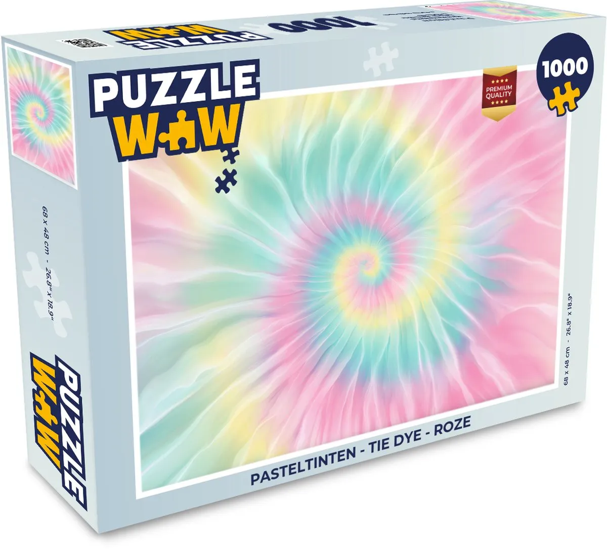 PuzzleWow Legpuzzel 1000 Stuks - Pasteltinten Tie Dye Roze