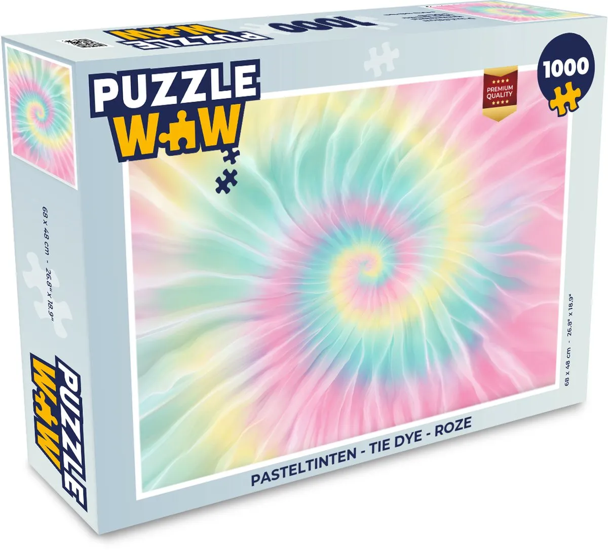 PuzzleWow Legpuzzel 1000 Stuks - Pasteltinten Tie Dye Roze