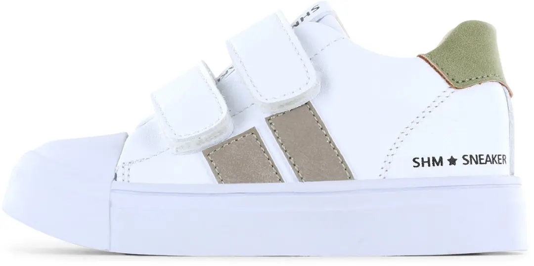 Shoesme Witte Sneaker Met Taupe Stripings - Jongens - Maat 26 - afbeelding 2 van 6