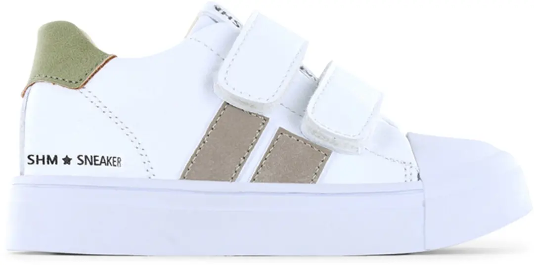 Shoesme Witte Sneaker Met Taupe Stripings - Jongens - Maat 26 - afbeelding 3 van 6