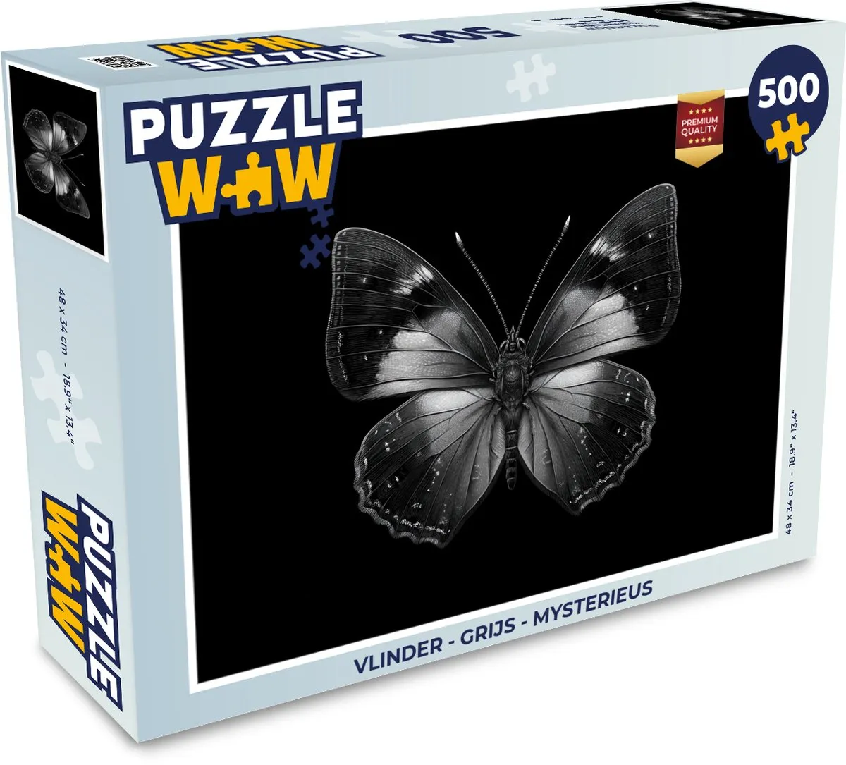 PuzzleWow Vlinder Legpuzzel 500 Stuks - Grijs