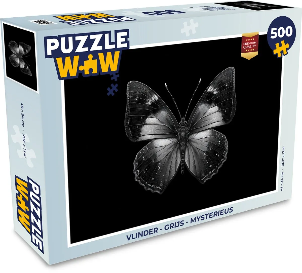 PuzzleWow Vlinder Legpuzzel 500 Stuks - Grijs