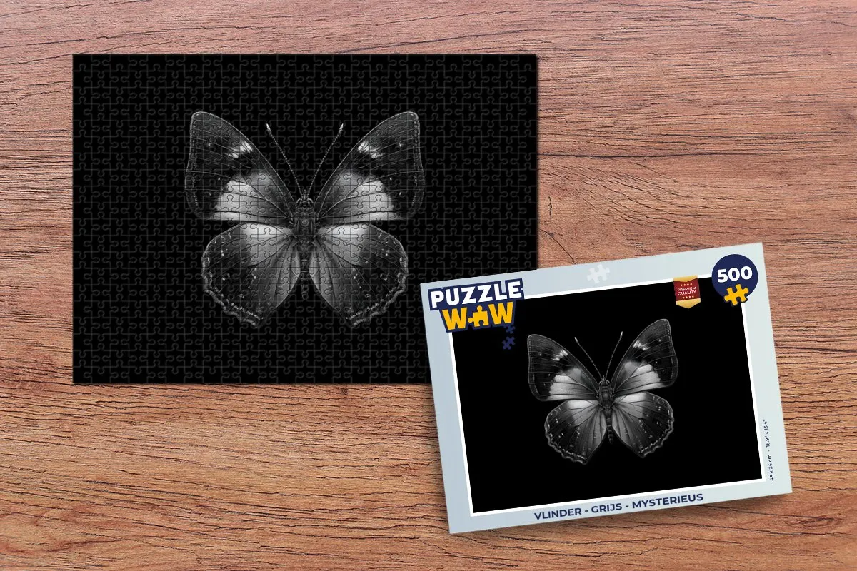 PuzzleWow Vlinder Legpuzzel 500 Stuks - Grijs