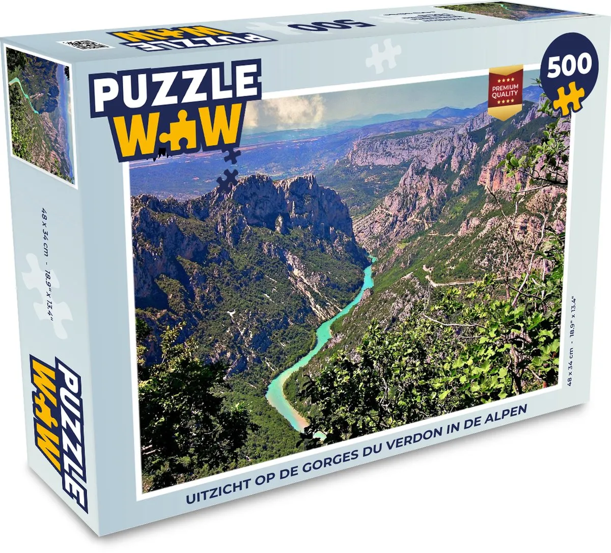 PuzzleWow Legpuzzel Gorges du Verdon 500 Stuks - Multicolor