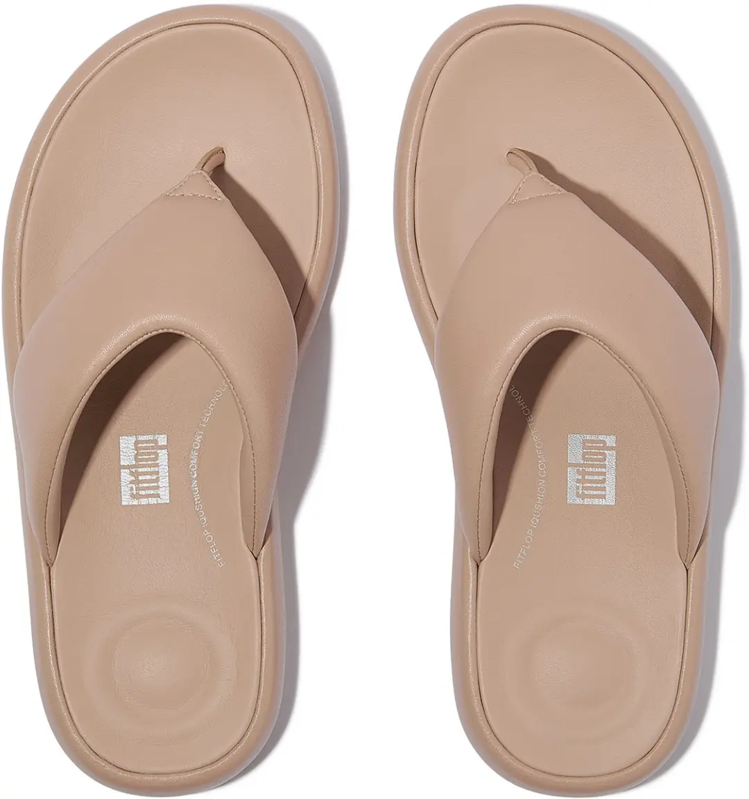 FitFlop FitFlop Iqushion D-Luxe Padded Leather Toe-Post Sandals BEIGE