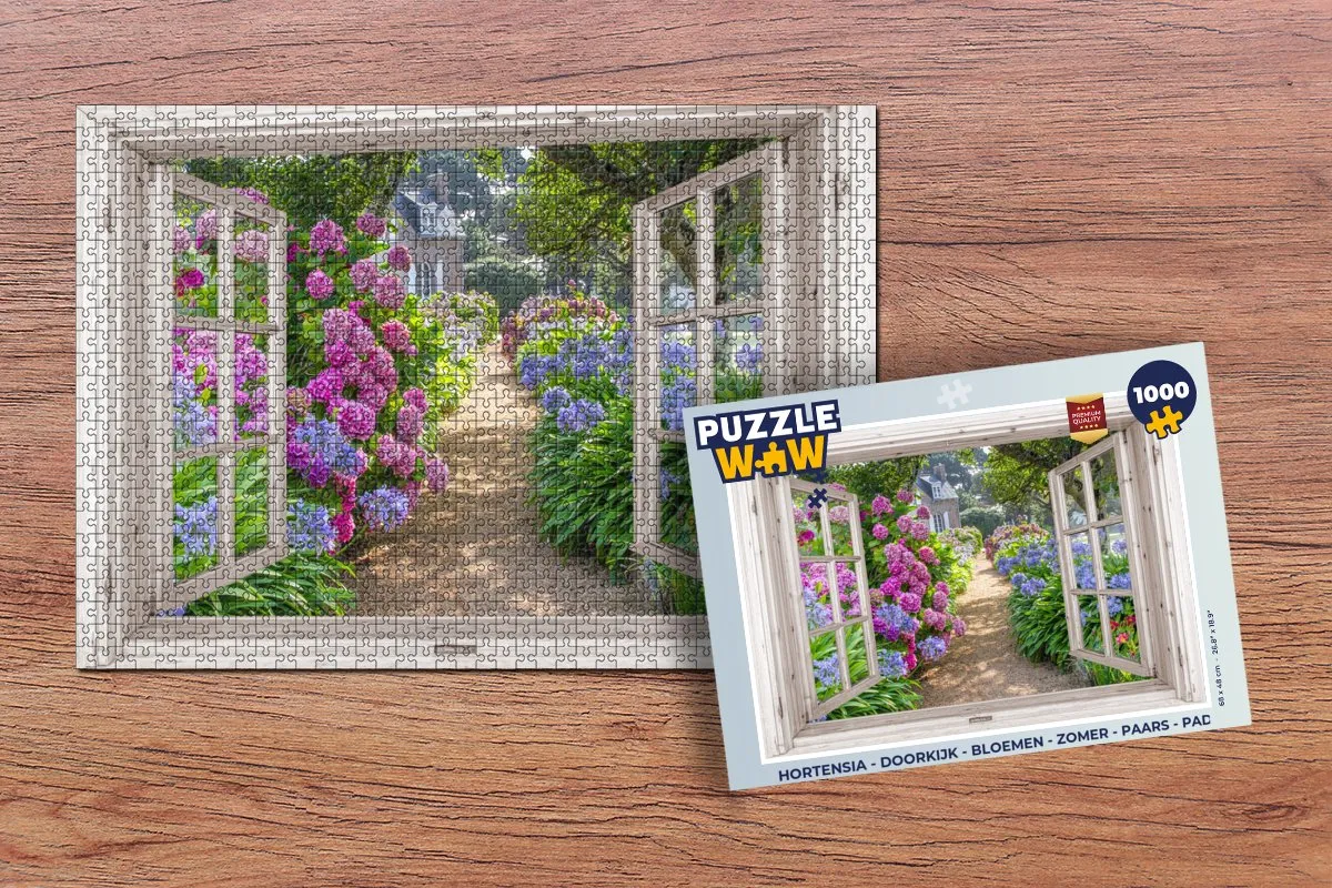 PuzzleWow Hortensia Legpuzzel 1000 Stuks - Multicolor