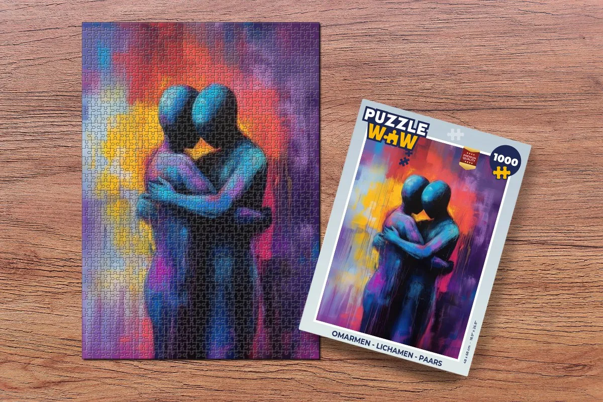 PuzzleWow Omarmen - Lichamen Legpuzzel 1000 Stuks - Paars
