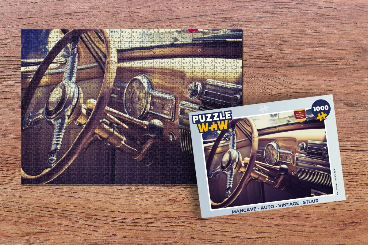 PuzzleWow Mancave Auto Vintage Legpuzzel 1000 Stuks - Multicolor