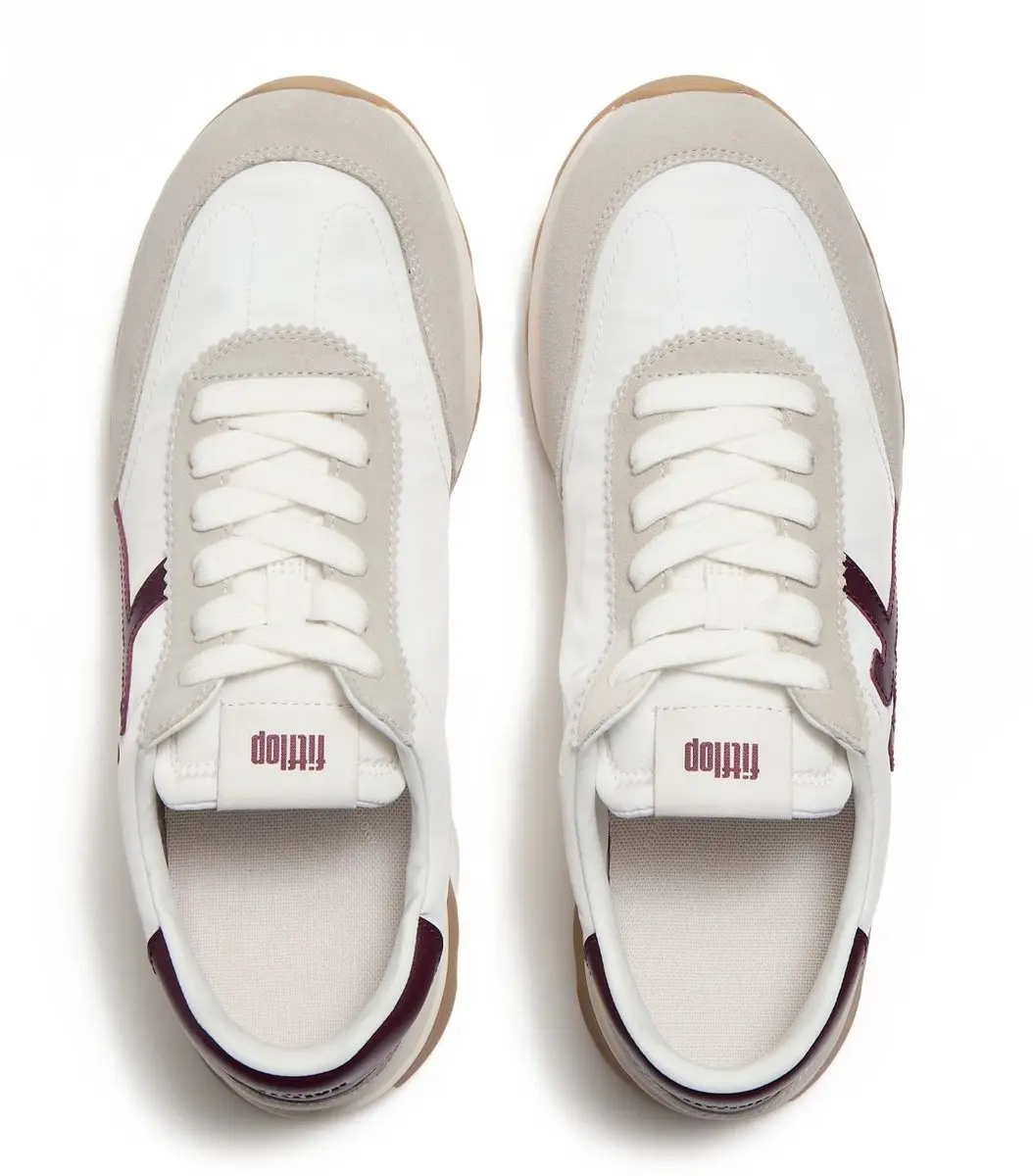 FitFlop Retro-Q FF sneakers van stof/suède Urban Wit/Donker Merlot WIT