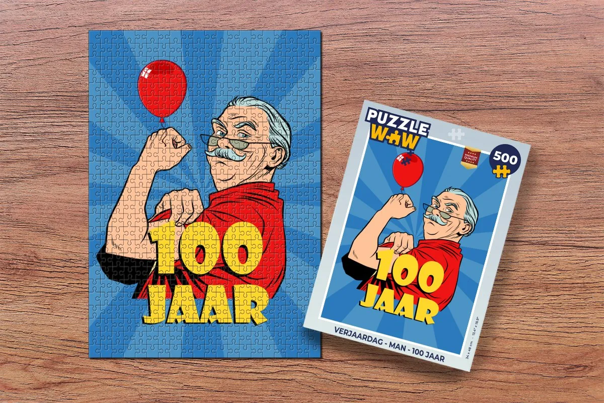 PuzzleWow Verjaardag Man 100 Jaar Legpuzzel 500 Stuks - Multicolor