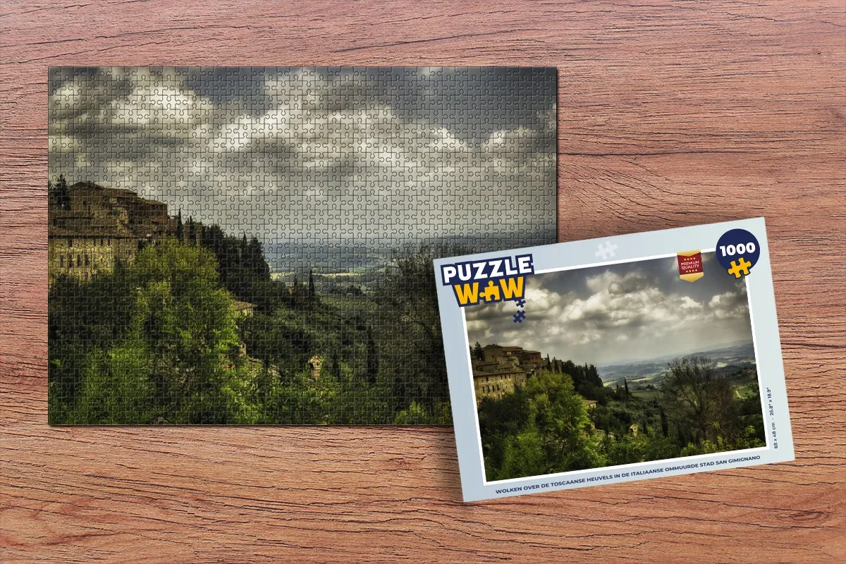 PuzzleWow Wolken Toscaanse Heuvels San Gimignano Legpuzzel 1000 Stuks - Multicolor