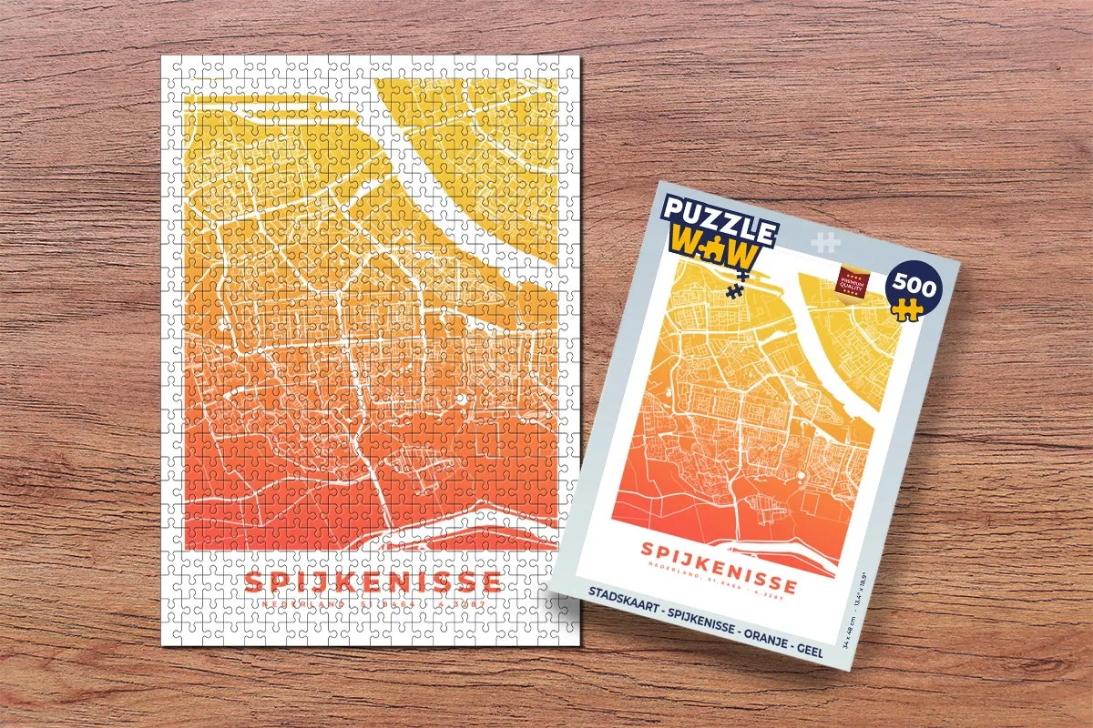 PuzzleWow Stadskaart Spijkenisse Legpuzzel 500 Stuks - Multicolor