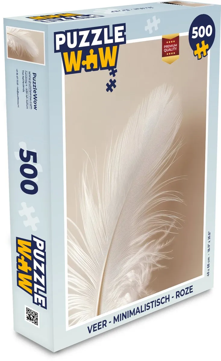 PuzzleWow Minimalistisch Veer Legpuzzel 500 Stuks - Roze