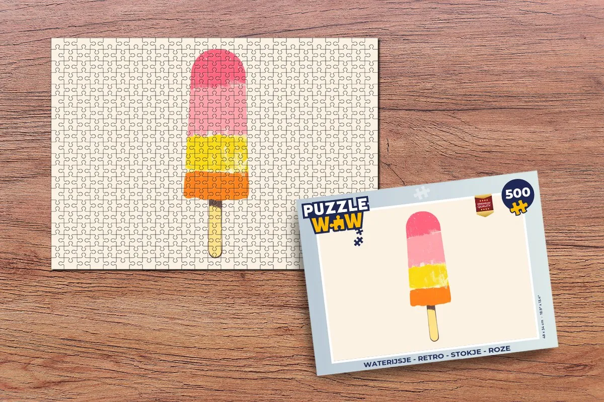 PuzzleWow Waterijsje Retro Legpuzzel 500 Stuks - Roze Stokje