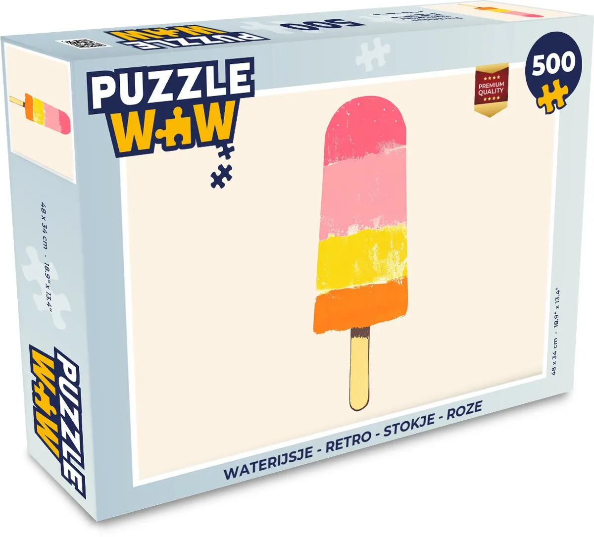 PuzzleWow Waterijsje Retro Legpuzzel 500 Stuks - Roze Stokje