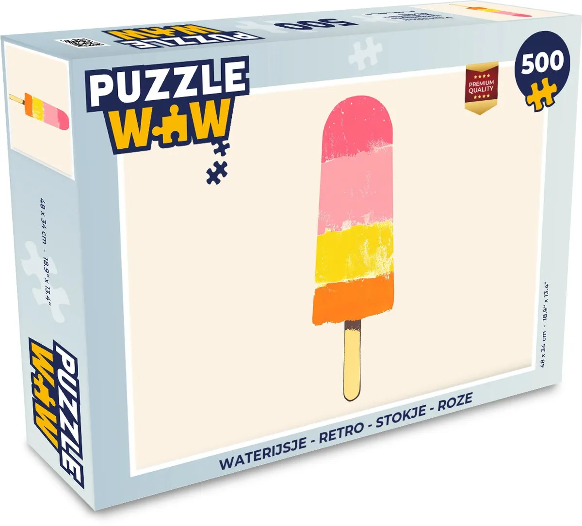 PuzzleWow Waterijsje Retro Legpuzzel 500 Stuks - Roze Stokje