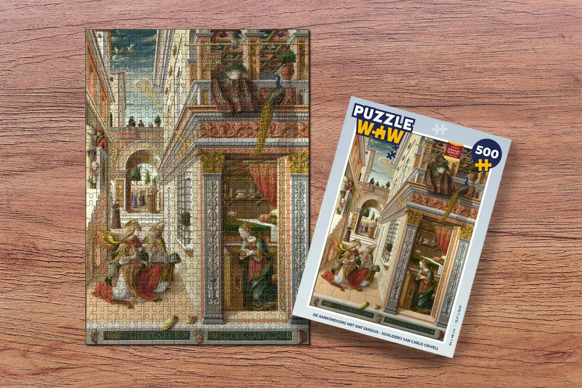 PuzzleWow De Aankondiging met Sint Emidius Carlo Crivelli Legpuzzel 500 Stuks - Multicolor
